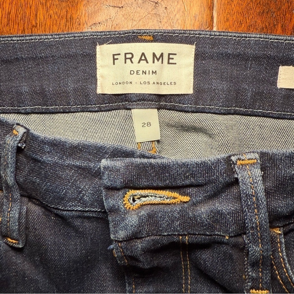 FRAME Le Crop Mini Boot Leg Snap Ankle Jean Size 28 Meribel Wash - Picture 9 of 14